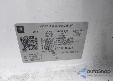 2018 Chevrolet Silverado 1500 1Lt from USA, damaged, VIN 1GCRCREC6JZ282373